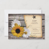 Rustieke Zonnebloem Daisy Wedding Reply Kaart - Re