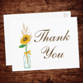 Rustieke zonnebloem dank u gele bloemenbruiloft briefkaart