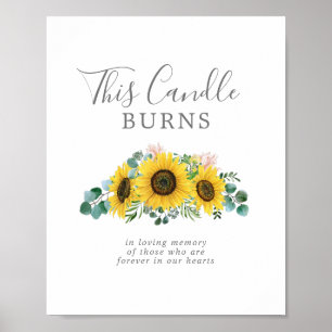 Rustieke Zonnebloem Deze Kaars Brand Herdenking Bo Poster
