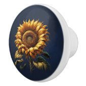 Rustieke Zonnebloem Donkerblauw Land Tuin Home Keramische Knop (Rechts)