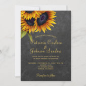 Rustieke zonnebloem elegante krijtbord bruiloft kaart (Voorkant)