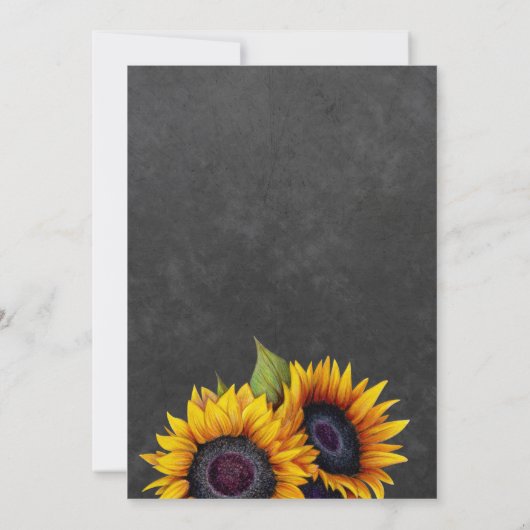 Rustieke zonnebloem elegante krijtbord bruiloft kaart (Achterkant)
