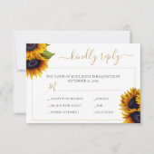 Rustieke zonnebloem elegante moderne chique bruilo RSVP kaartje (Voorkant)