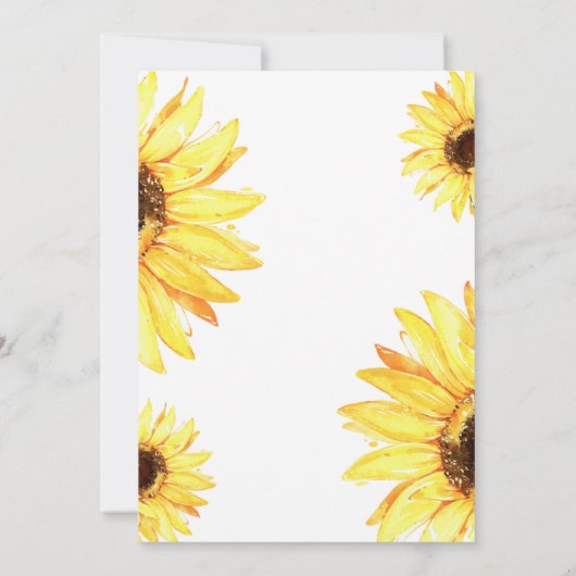 Rustieke Zonnebloem Elegante Waterverf Bruiloft Kaart (Achterkant)