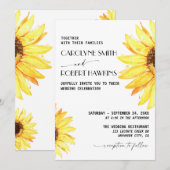 Rustieke Zonnebloem Elegante Waterverf Bruiloft Kaart (Voorkant / Achterkant)