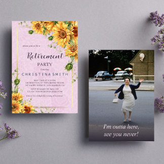 Rustieke Zonnebloem Elegante Zomer Pensioen Party Kaart