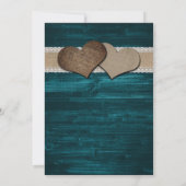 Rustieke zonnebloem en Blauwgroen bruiloft uitnodi Kaart (Achterkant)