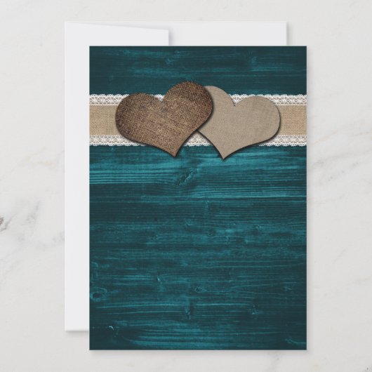 Rustieke zonnebloem en Blauwgroen bruiloft uitnodi Kaart (Achterkant)