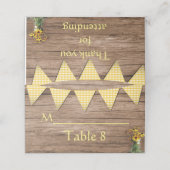 Rustieke Zonnebloem en gele gingham bruiloft Plaatskaartje (Buitenkant ongevouwen)