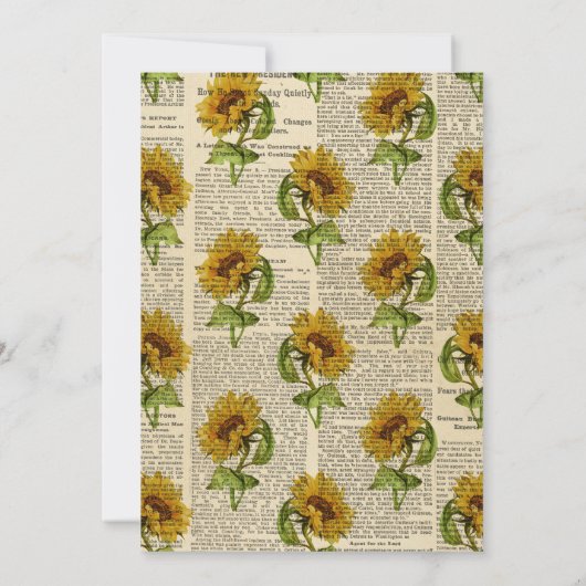 Rustieke zonnebloem en gouden bruiloft kaart (Achterkant)