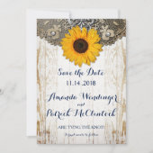 Rustieke Zonnebloem en Kant Save the Date (Voorkant)