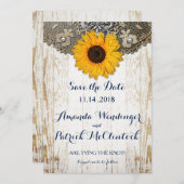 Rustieke Zonnebloem en Kant Save the Date (Voorkant / Achterkant)