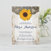 Rustieke Zonnebloem en Kant Vrijgezellenfeest uitn Kaart (Staand voorkant)