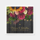 Rustieke zonnebloem en rozen gepersonaliseerde bru servet (Voorkant)