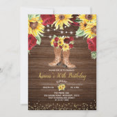 Rustieke Zonnebloem en Rozen laarzen Verjaardag Kaart (Voorkant)