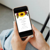 Rustieke Zonnebloem en Rozen Save the Date Kaart