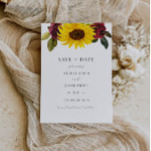 Rustieke Zonnebloem en Rozen Save the Date Kaart