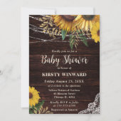 Rustieke Zonnebloem en String Lights Baby shower Kaart (Voorkant)