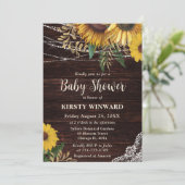 Rustieke Zonnebloem en String Lights Baby shower Kaart (Staand voorkant)