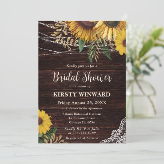 Rustieke Zonnebloem en String Lights Vrijgezellenf Kaart (Staand voorkant)