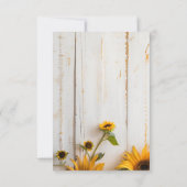 Rustieke Zonnebloem en Witte Schuur Houten Bruilof RSVP Kaartje (Achterkant)