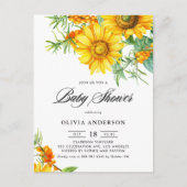 Rustieke Zonnebloem en Zee Buckthorn Baby shower Uitnodiging Briefkaart (Voorkant)