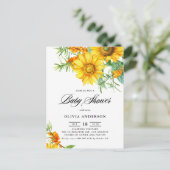 Rustieke Zonnebloem en Zee Buckthorn Baby shower Uitnodiging Briefkaart (Staand voorkant)