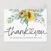 Rustieke Zonnebloem Eucalyptus Baby Shower Dankjew Briefkaart (Voorkant)