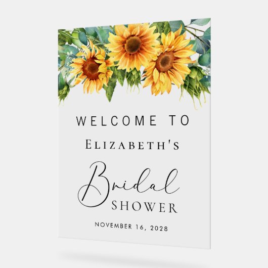 Rustieke Zonnebloem Eucalyptus Bruidsontvangst Acryl Bord (Hoek)