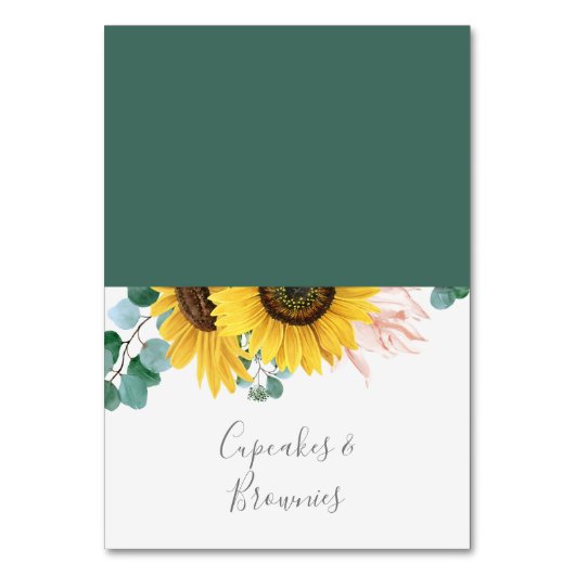 Rustieke Zonnebloem Eucalyptus Buffet Eten Labels Kaart (Voorkant)