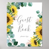 Rustieke Zonnebloem Eucalyptus Gastboek Bord Poster (Voorkant)