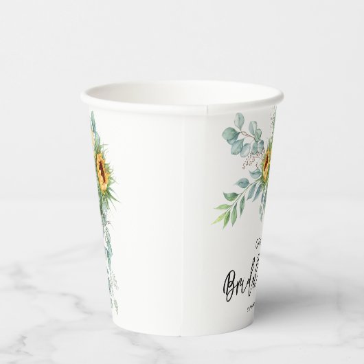 Rustieke Zonnebloem Eucalyptus Groene Bruidsdouche Papieren Bekers (Rechts)