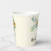 Rustieke Zonnebloem Eucalyptus Groene Bruidsdouche Papieren Bekers (Rechts)