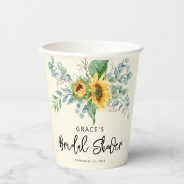 Rustieke Zonnebloem Eucalyptus Groene Bruidsdouche Papieren Bekers