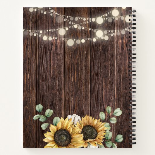 Rustieke Zonnebloem Eucalyptus Hout Recept Cookboo Notitieboek (Achterkant)