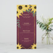 Rustieke Zonnebloem Eucalyptus Houten Waterverf Bl Menu (Staand voorkant)