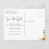 Rustieke Zonnebloem Eucalyptus Save the Date Aankondigingskaart (Achterkant)