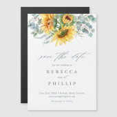 Rustieke Zonnebloem Eucalyptus Trouwkaart Save The Magnetische Uitnodiging (Voorkant / Achterkant)