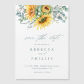 Rustieke Zonnebloem Eucalyptus Trouwkaart Save The Magnetische Uitnodiging (Voorkant)