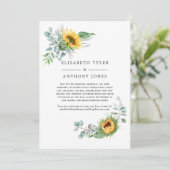 Rustieke Zonnebloem Eucalyptus Verminderde gastenl Aankondiging (Staand voorkant)