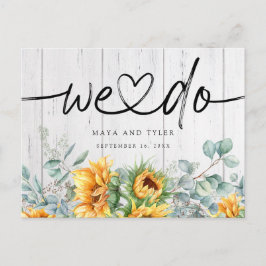 Rustieke zonnebloem Eucalyptus We Do Save The Date Aankondigingskaart