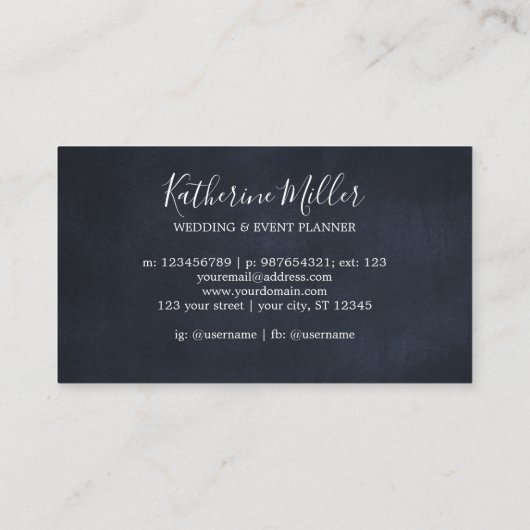 Rustieke Zonnebloem Eucalyptus Zwart Krijtbord Visitekaartje (Achterkant)