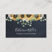 Rustieke Zonnebloem Eucalyptus Zwart Krijtbord Visitekaartje (Voorkant)