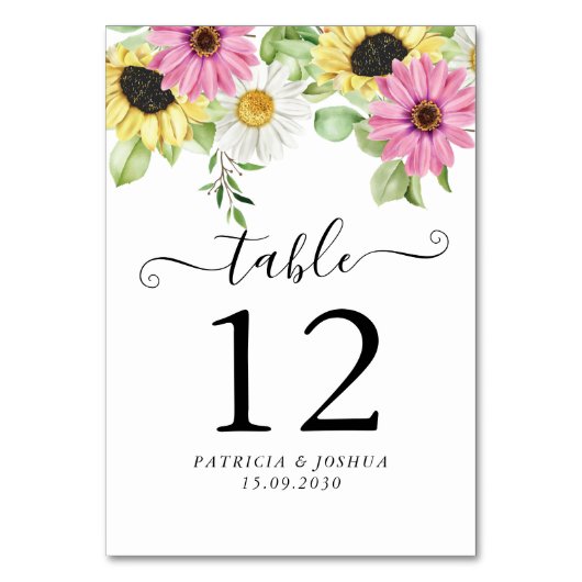 Rustieke Zonnebloem Fall Trouwtafel Nummer Kaart (Achterkant)