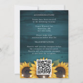 Rustieke Zonnebloem Fall Wedding Bloemen Huwelijk Kaart (Achterkant)