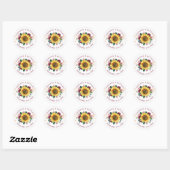 Rustieke Zonnebloem Floral Lights Trouwdatum Ronde Sticker (Vel)
