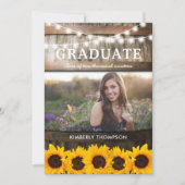 Rustieke Zonnebloem Foto 2025 Afstudeerfeest Kaart (Voorkant)