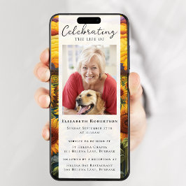 Rustieke Zonnebloem Foto Begrafenis Digitale Editi Kaart