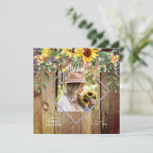 Rustieke Zonnebloem Foto Bruidsmeisjesfeest Hout Kaart (Staand voorkant)