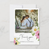 Rustieke Zonnebloem Foto bruiloft Dank u kaart (Voorkant)